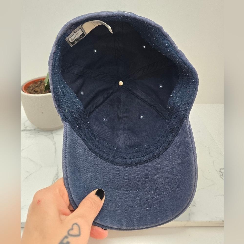 Nike | 90s navy canvas black logo sporty fitted baseball hat | MENS M - Picture 6 of 8